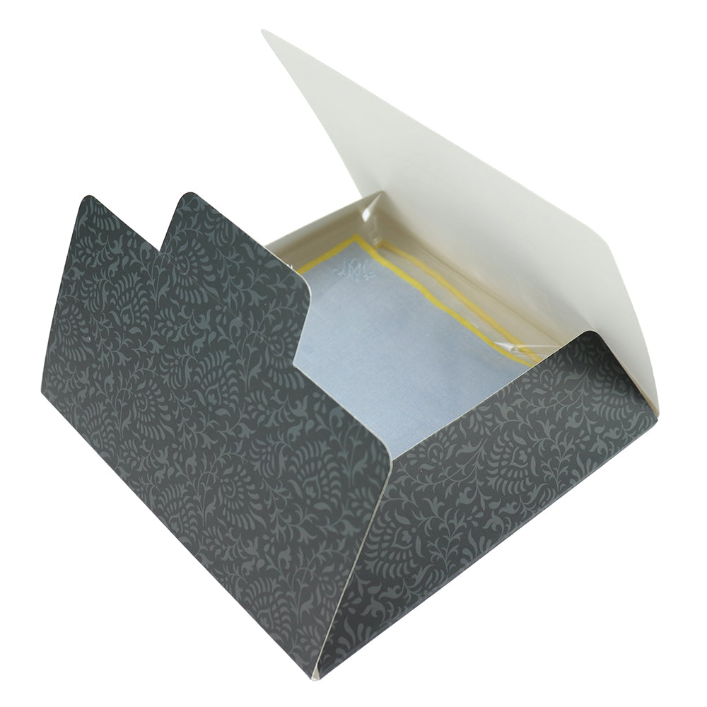 Linen pocket square, Auspice Maria emblem, marrying elegance and Marian devotion