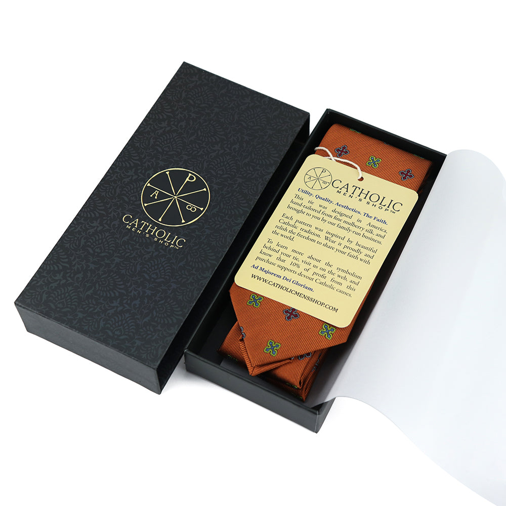 Men’s Catholic tie with Byzantine Cross design—a statement of faith and dignity