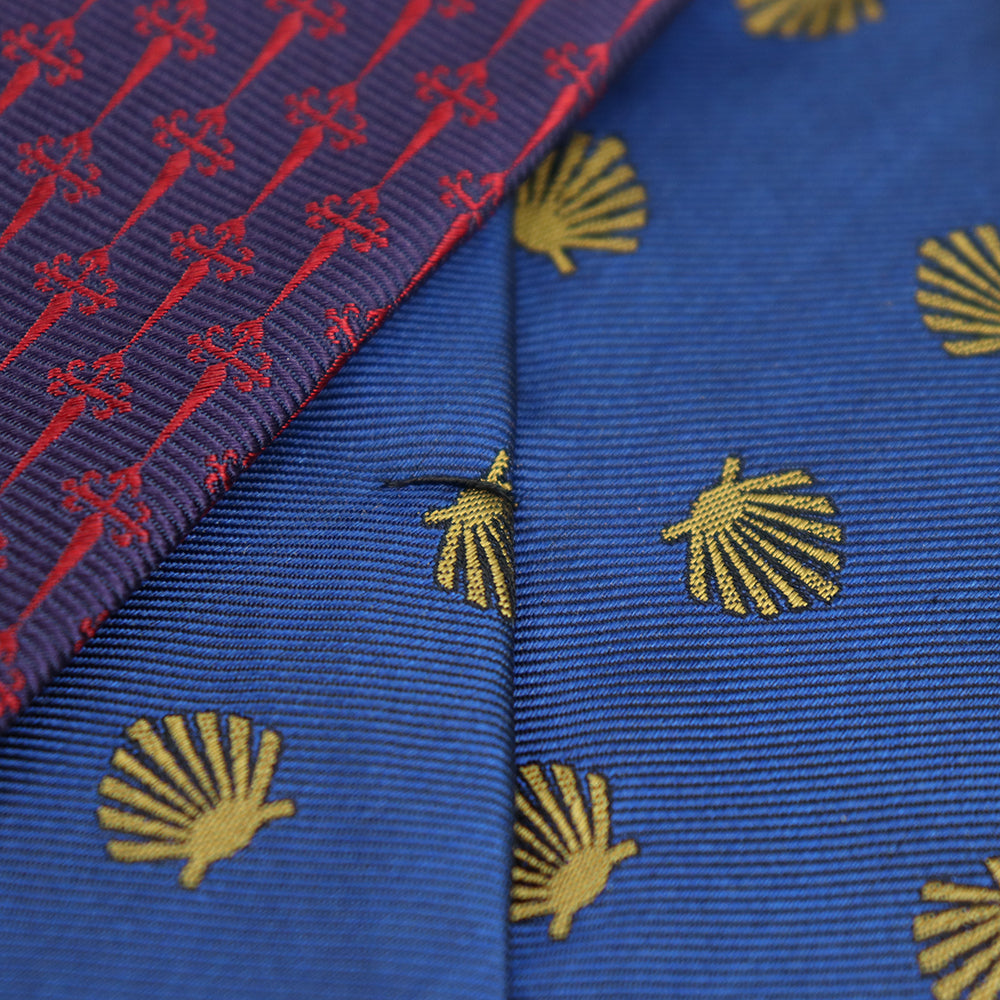 Camino de Santiago devotional tie, wearable map of spiritual journey
