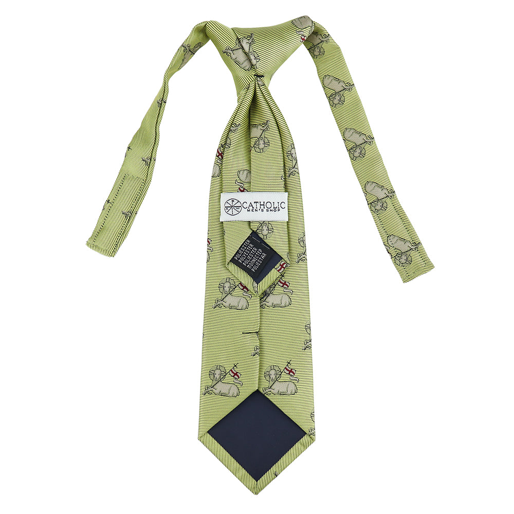 Toddler’s devotional tie, Lamb of God imagery representing innocence and redemption
