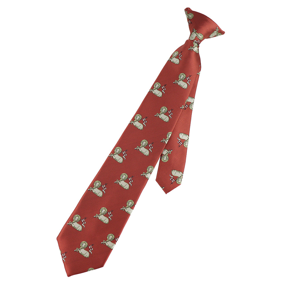 Religious toddler’s necktie, woven Agnus Dei pattern for church attire