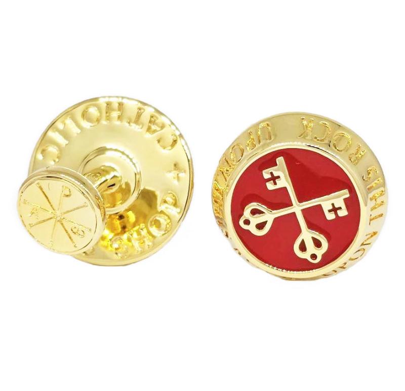 Gold Catholic cufflinks, St. Peter motif expressing apostolic authority and devotion