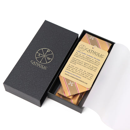 Keys of St. Peter Silk Necktie: Catholic Tie in Blue or Pontifical Gold