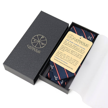 Keys of St. Peter Silk Necktie: Catholic Tie in Blue or Pontifical Gold