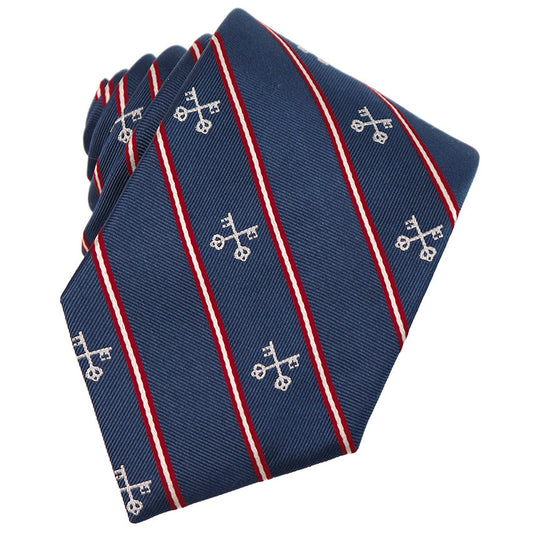 Keys of St. Peter Silk Necktie: Catholic Tie in Blue or Pontifical Gold