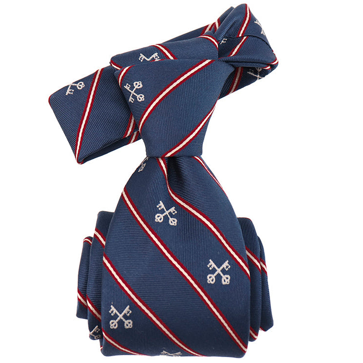 Keys of St. Peter Silk Necktie: Catholic Tie in Blue or Pontifical Gold