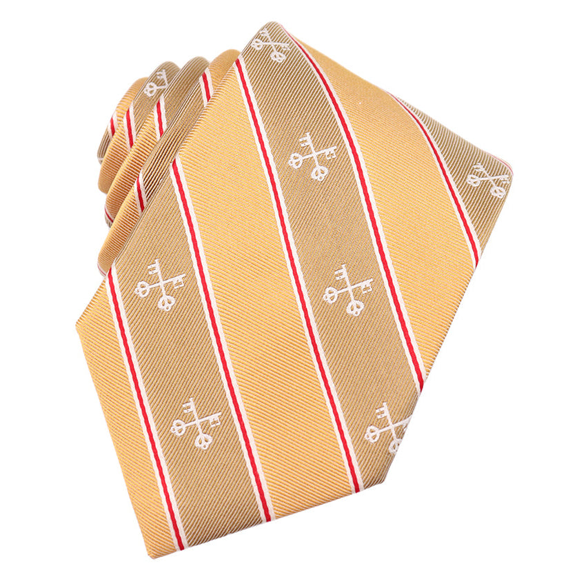 Keys of St. Peter Silk Necktie: Catholic Tie in Blue or Pontifical Gold
