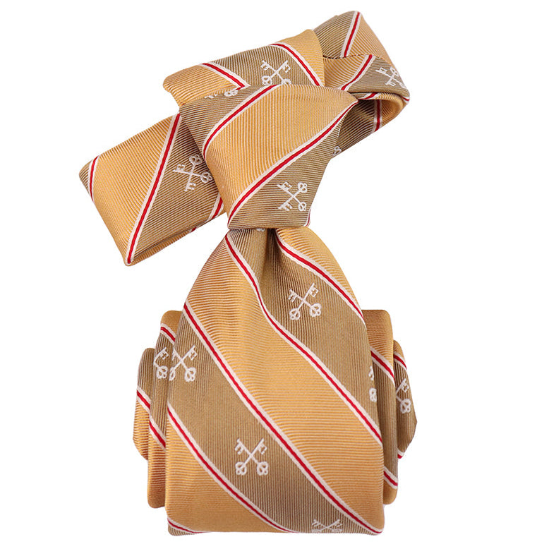 Keys of St. Peter Silk Necktie: Catholic Tie in Blue or Pontifical Gold