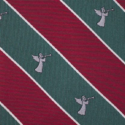 Christmas Regimental Silk Necktie: Catholic Tie in Red & Green
