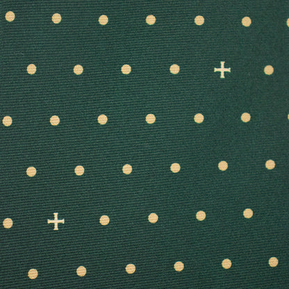 Heritage Polka Dot Cross Silk Necktie: Catholic Tie in Green & Antique Gold, Midnight & Ivory, or Burgundy & Rose