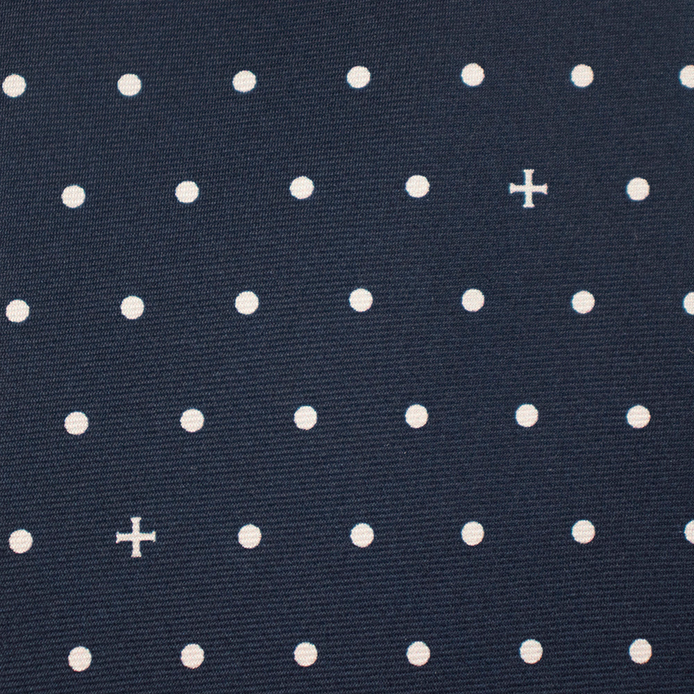 Heritage Polka Dot Cross Silk Necktie: Catholic Tie in Green & Antique Gold, Midnight & Ivory, or Burgundy & Rose