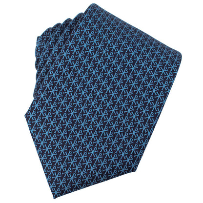 Folded blue patterned fabric on a white background. Catholic Men's Shop Catholic necktie.