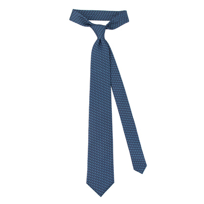 Micro Chi Rho Pattern Silk Necktie: Catholic Tie in Cardinal Red or Oxford Blue & Silver