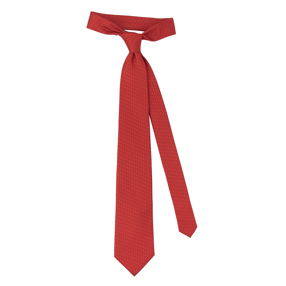 Micro Chi Rho Pattern Silk Necktie: Catholic Tie in Cardinal Red or Oxford Blue & Silver