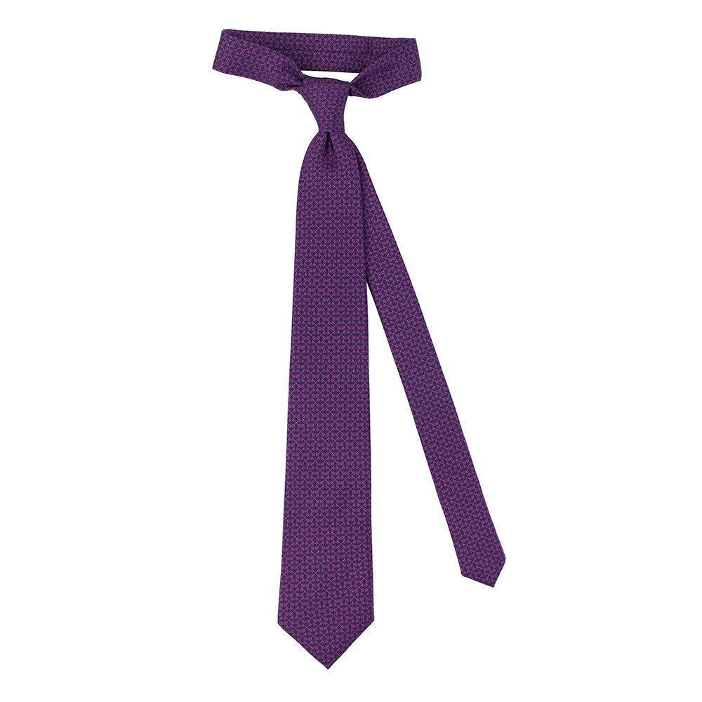 Keys of St. Peter Micro Pattern Silk Necktie: Catholic Tie in Rose & Azure, Blue & Silver Gray, or Royal Purple & Navy