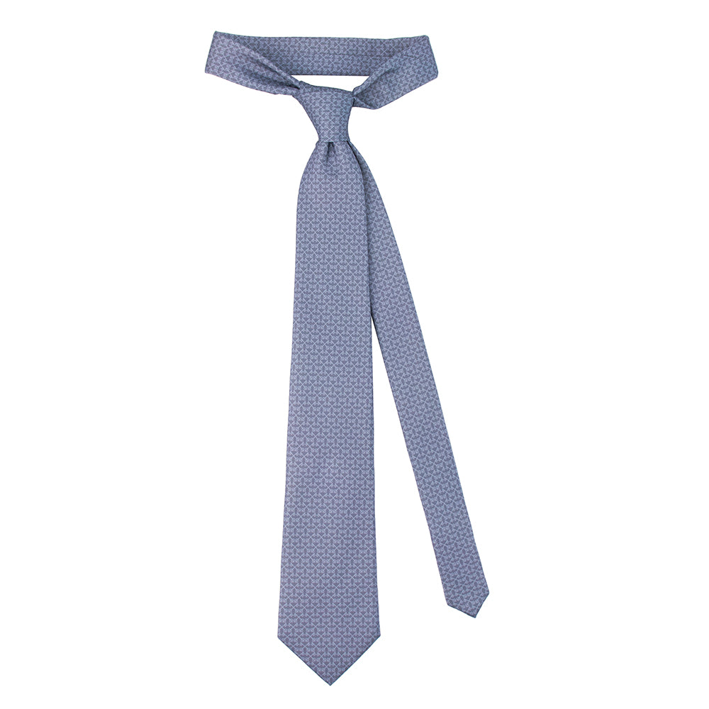 Keys of St. Peter Micro Pattern Silk Necktie: Catholic Tie in Rose & Azure, Blue & Silver Gray, or Royal Purple & Navy