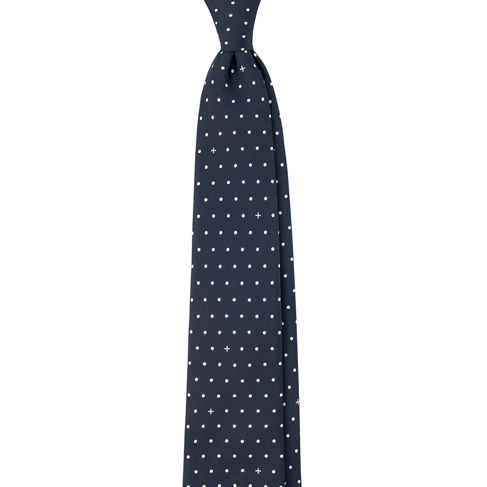 Heritage Polka Dot Cross Silk Necktie: Catholic Tie in Green & Antique Gold, Midnight & Ivory, or Burgundy & Rose