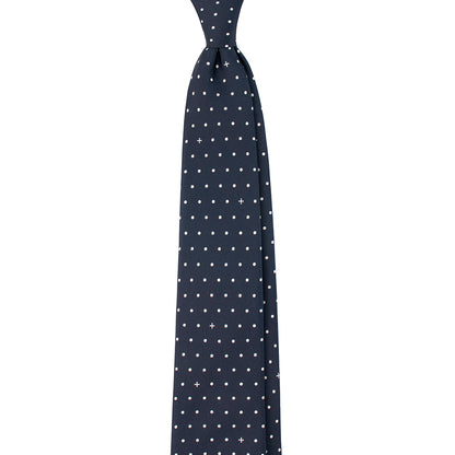 Heritage Polka Dot Cross Silk Necktie: Catholic Tie in Green & Antique Gold, Midnight & Ivory, or Burgundy & Rose