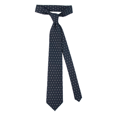 Heritage Polka Dot Cross Silk Necktie: Catholic Tie in Green & Antique Gold, Midnight & Ivory, or Burgundy & Rose