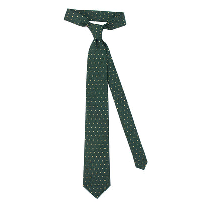 Heritage Polka Dot Cross Silk Necktie: Catholic Tie in Green & Antique Gold, Midnight & Ivory, or Burgundy & Rose