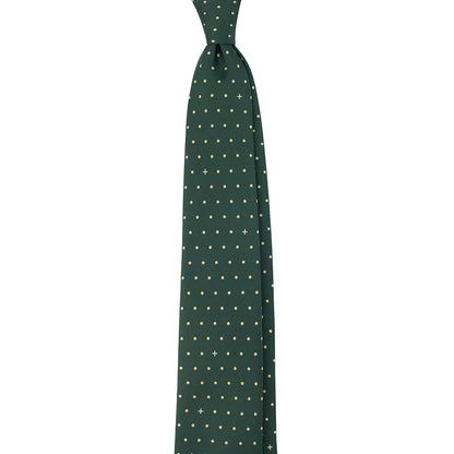 Heritage Polka Dot Cross Silk Necktie: Catholic Tie in Green & Antique Gold, Midnight & Ivory, or Burgundy & Rose