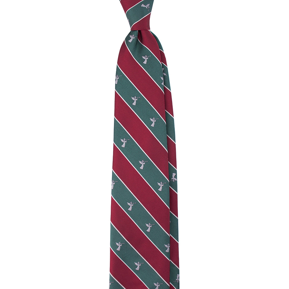 Christmas Regimental Silk Necktie: Catholic Tie in Red & Green