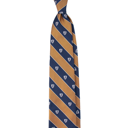 Chi Rho Regimental Silk Necktie: Catholic Tie in Navy Blue and Gold