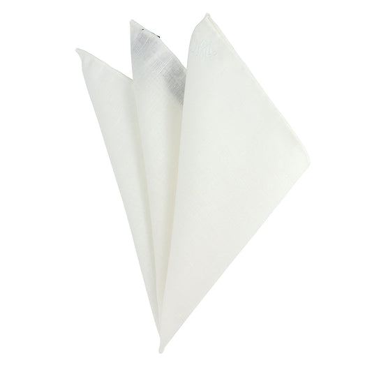 Auspice Maria Embroidered Linen Pocket Square