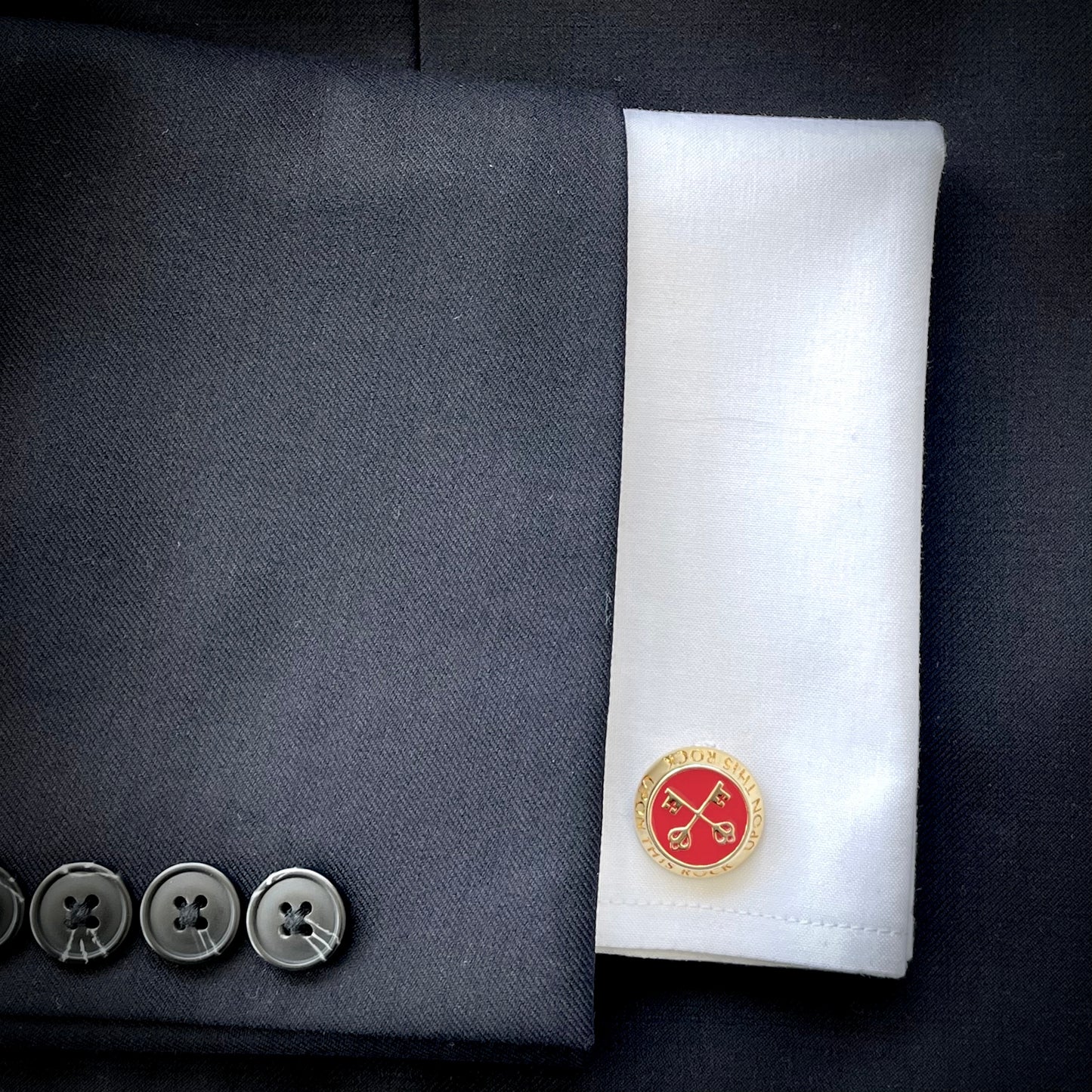 Premium Keys of St Peter 14K Gold Plated Cufflinks - Faith-Inspired Catholic Gift for Men