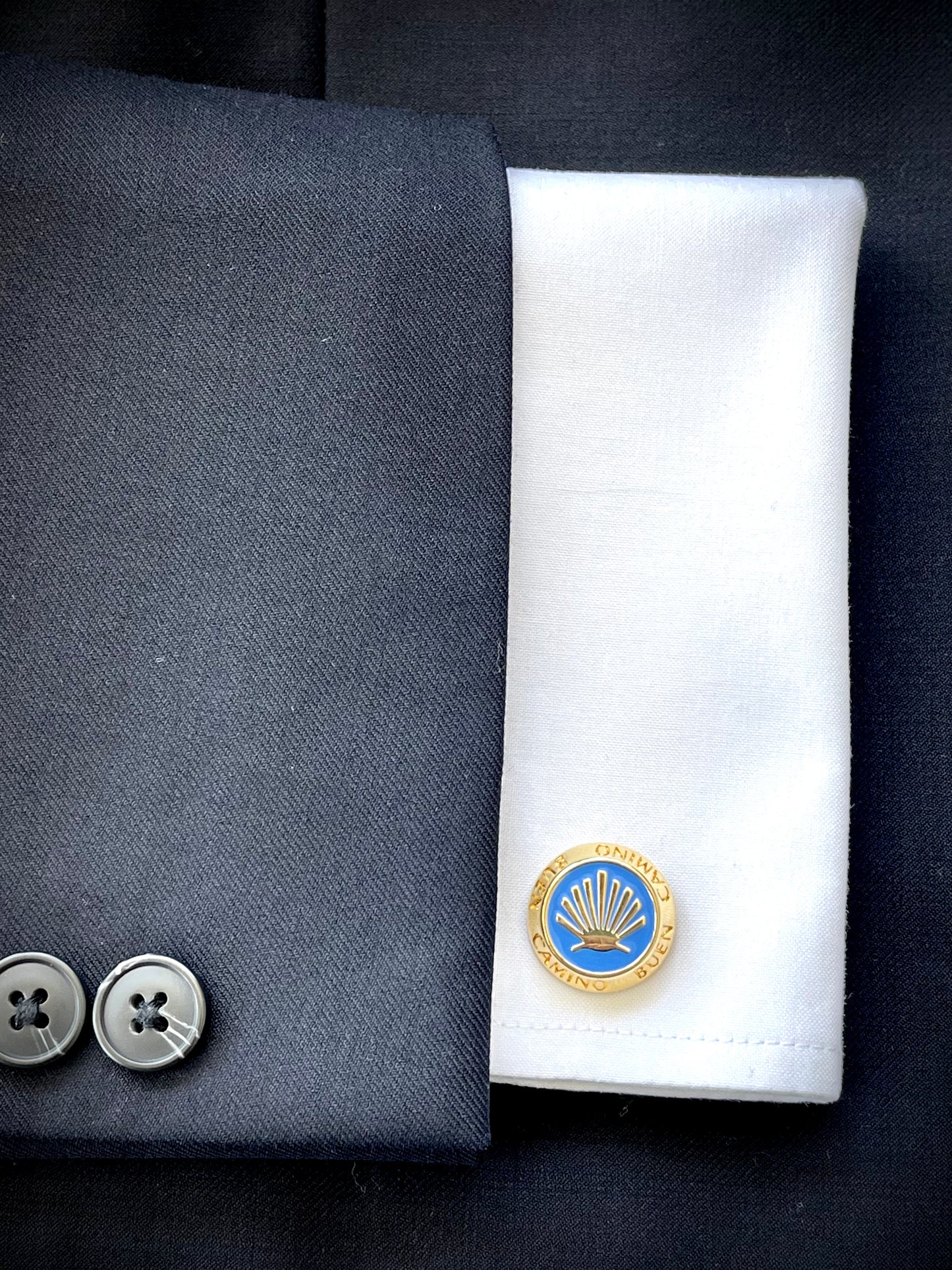 Premium Camino de Santiago "Buen Camino" 14K Gold Plated Cufflinks - Catholic Pilgrim Faith-Inspired Gift for Men