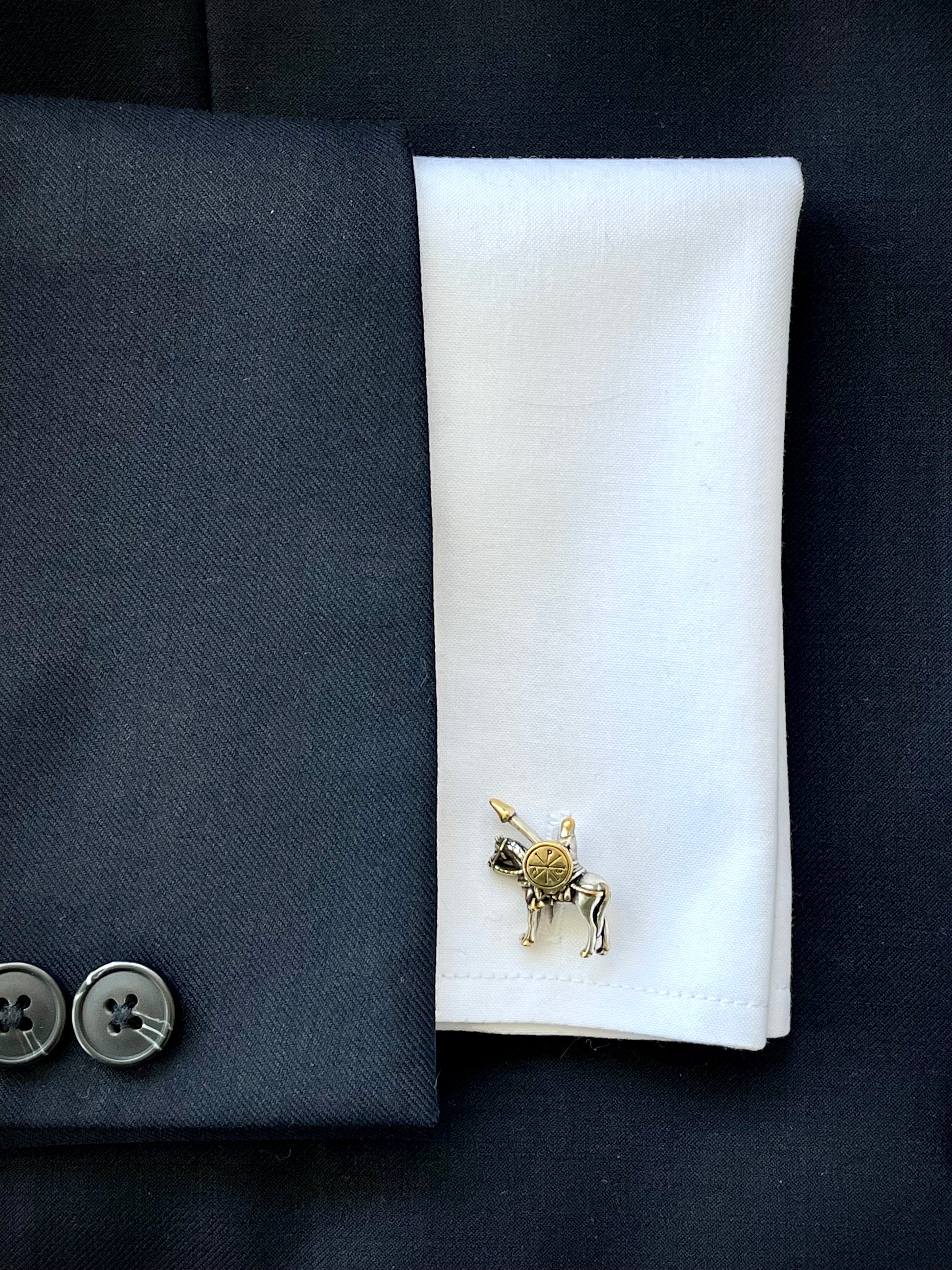 Premium Constantine's Victory 14K Gold and Antiqued Silver-Plated Cufflinks - Faith-Inspired Catholic Gift for Men