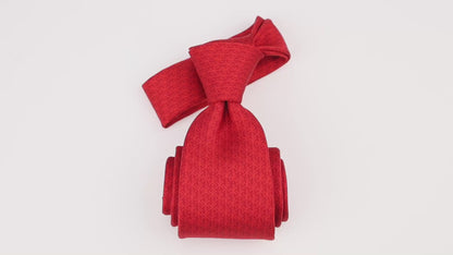 Micro Chi Rho Pattern Silk Necktie: Catholic Tie in Cardinal Red or Oxford Blue & Silver