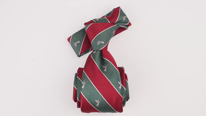 Christmas Regimental Silk Necktie: Catholic Tie in Red & Green